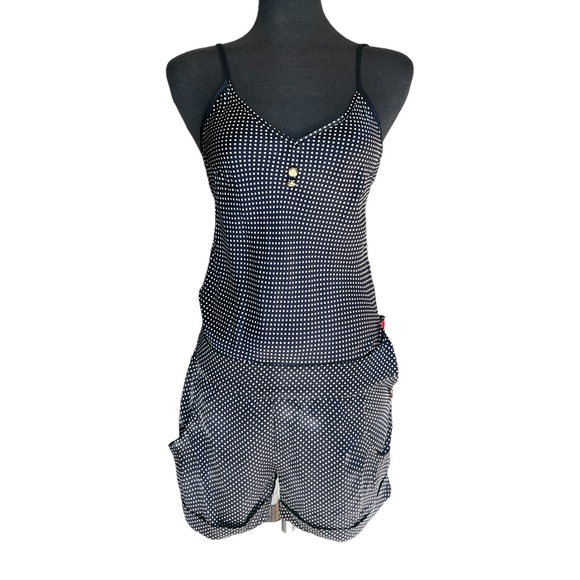 JUST JOHNSON VINTAGE BETSY JOHNSON SILK POLKA DOT SHORT ROMPER SIZE